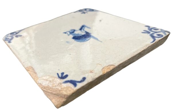Delft blue Tile with a sea creature - 17th century