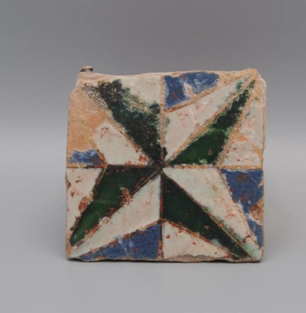 Azulejo - Spanish Moorish Mudejar Olambrilla Tile, Cuerda Seca - Seville 16th century