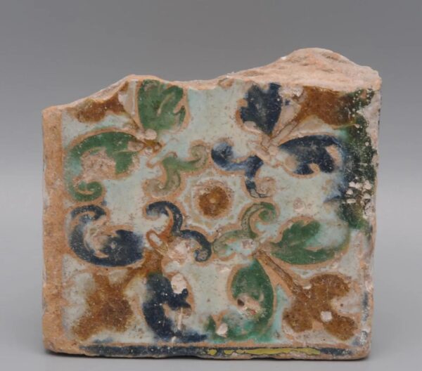 Azulejo - Spanish Moorish Mudejar Olambrilla Tile, Cuerda Seca - Seville 16th century