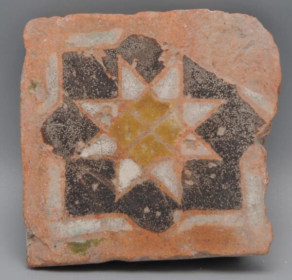 Azulejo - Spanish Moorish Mudejar Olambrilla Tile, Cuerda Seca - Toledo 16th century