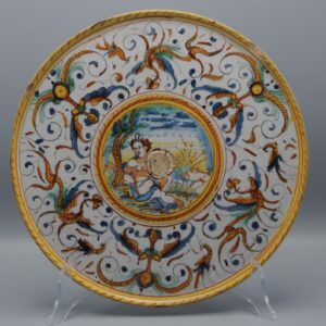 Deruta alzatina dish on stand, mythological scene- 18th century
