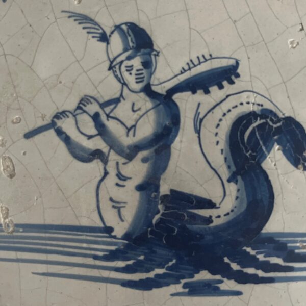 Delft Tile with Merman - 17th century
