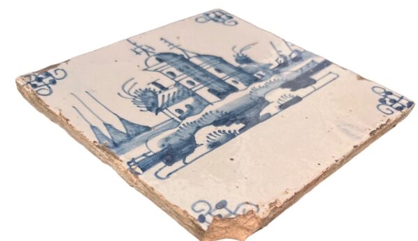 Delft Tile with a landscape and castle - 18th century