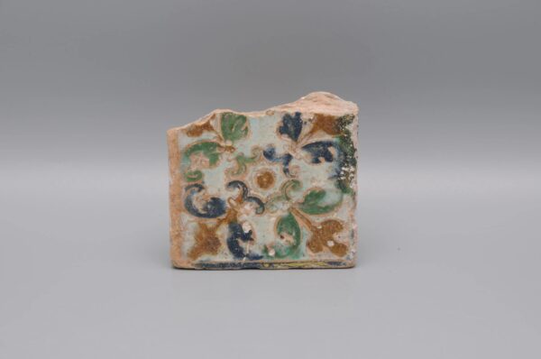 Azulejo - Spanish Moorish Mudejar Olambrilla Tile, Cuerda Seca - Seville 16th century