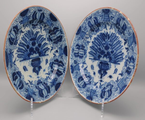 Pair of Delft 'Peacock' chargers by Pieter Paree - second half 18th century