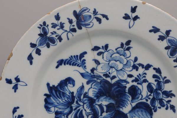 Dutch Delft blue and white dish, mid 18th century