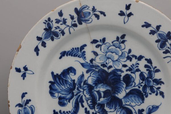 Dutch Delft blue and white dish, mid 18th century