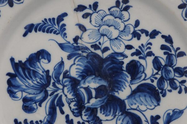 Dutch Delft blue and white dish, mid 18th century