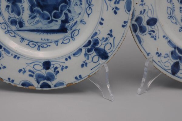Dutch Delft - pair of blue and white Delftware plates late 18th century