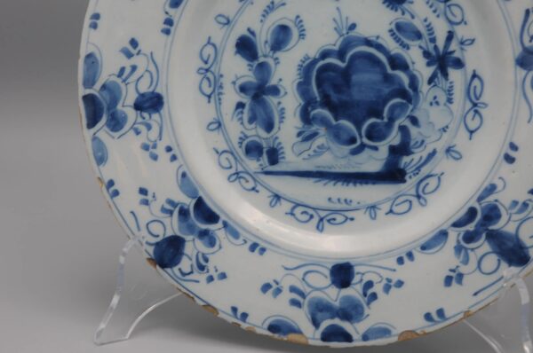 Dutch Delft - pair of blue and white Delftware plates late 18th century