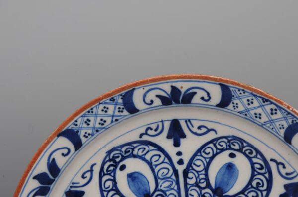 Delft Blue and White Plate with rare geometric decoration - mid 18th century