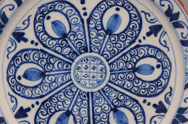Delft Blue and White Plate with rare geometric decoration - mid 18th century