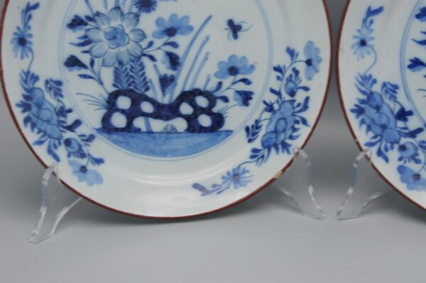 Dutch Delft - pair of blue and white Delftware plates late 18th century