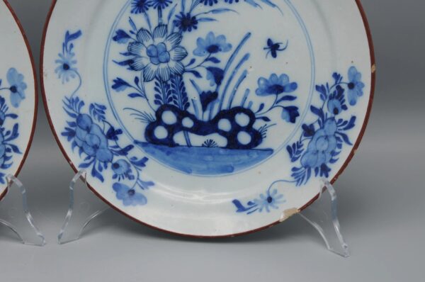 Dutch Delft - pair of blue and white Delftware plates late 18th century