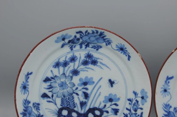 Dutch Delft - pair of blue and white Delftware plates late 18th century