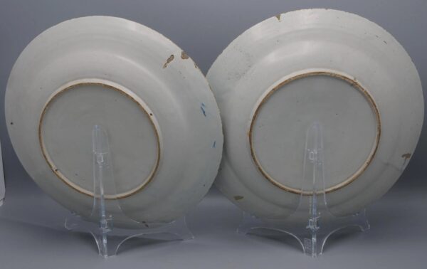 Dutch Delft - pair of blue and white Delftware dishes, late 18th century