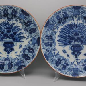 Pair of Delft 'Peacock' chargers by Pieter Paree - second half 18th century