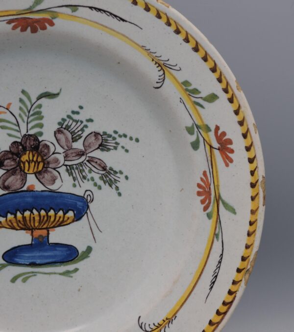 Delft polychrome Louis XVI cornflowers plate - late 18th century