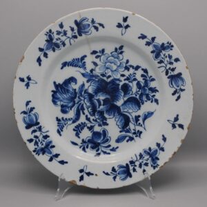 Dutch Delft blue and white dish, mid 18th century
