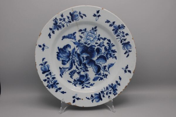 Dutch Delft blue and white dish, mid 18th century