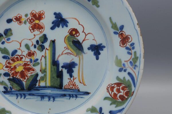 Lambeth London - English Delftware Parrot Plate, mid 18th century