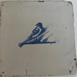 Delft blue Tile with a bird - 17th century