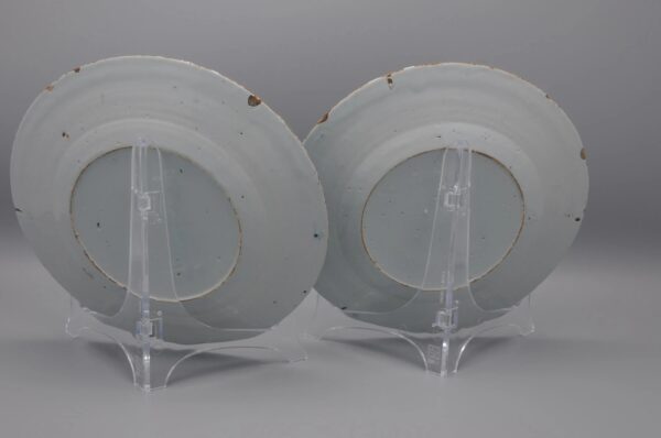 Dutch Delft - pair of blue and white Delftware plates late 18th century