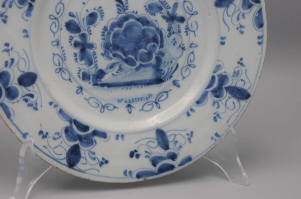 Dutch Delft - pair of blue and white Delftware plates late 18th century
