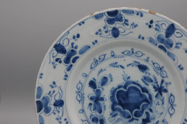 Dutch Delft - pair of blue and white Delftware plates late 18th century