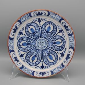 Delft Blue and White Plate with rare geometric decoration - mid 18th century