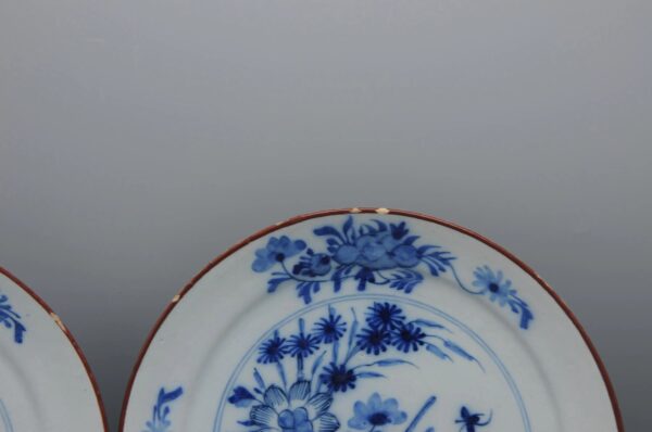 Dutch Delft - pair of blue and white Delftware plates late 18th century