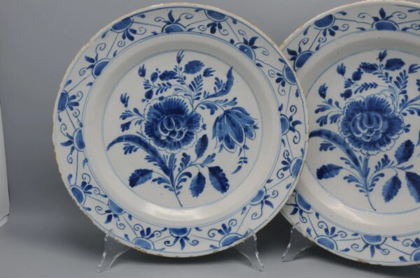 Dutch Delft - pair of blue and white Delftware dishes, late 18th century