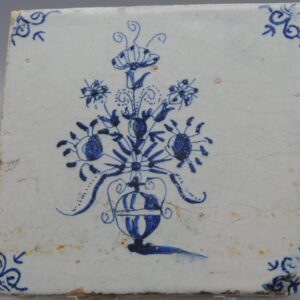 Delft Blue Tile with a flower vase - late 17th century