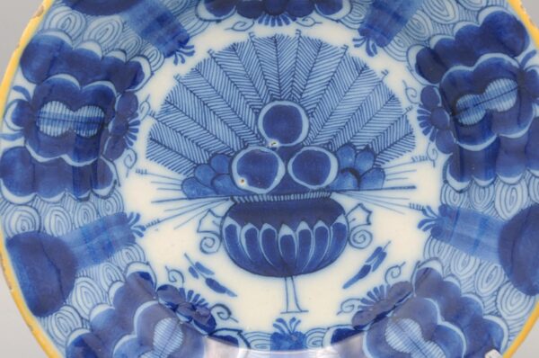 Delft set of 3 'Peacock' plates by 'De Blompot' - second half 18th century