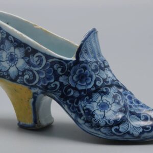 Delft - Dutch Delftware blue and yellow model of a slipper or shoe