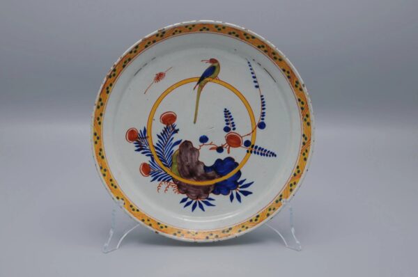 Delft polychrome plate with a Parrot- 18th century