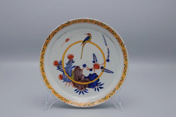 Delft polychrome plate with a Parrot- 18th century