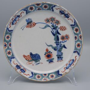 De Grieksche A - Dutch Delft kakiemon style quail plate, early 18th century