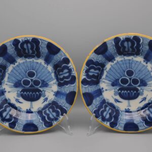 Delft pair of 'Peacock' plates by 'De Blompot' - second half 18th century