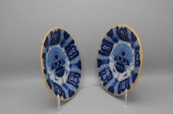 Delft pair of 'Peacock' plates by 'De Blompot' - second half 18th century