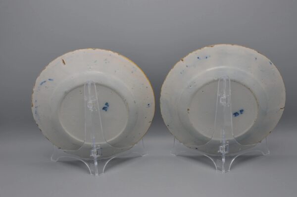 Delft pair of 'Peacock' plates by 'De Blompot' - second half 18th century