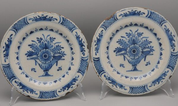 Dutch Delft - pair of Empire Delft plates ca 1800