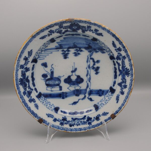 Dutch Delft blue and white dish, mid 18th century