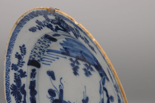 Dutch Delft blue and white dish, mid 18th century