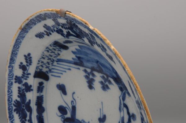 Dutch Delft blue and white dish, mid 18th century