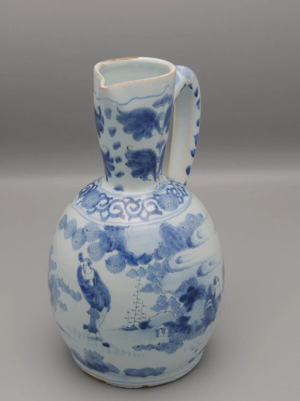 Delftware Blue pitcher chinoiserie decor - late 17th century