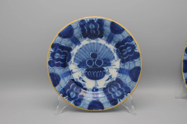 Delft set of 3 'Peacock' plates by 'De Blompot' - second half 18th century